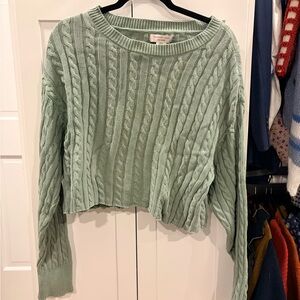 Sincerely Jules Light Green Cable Knit Sweater